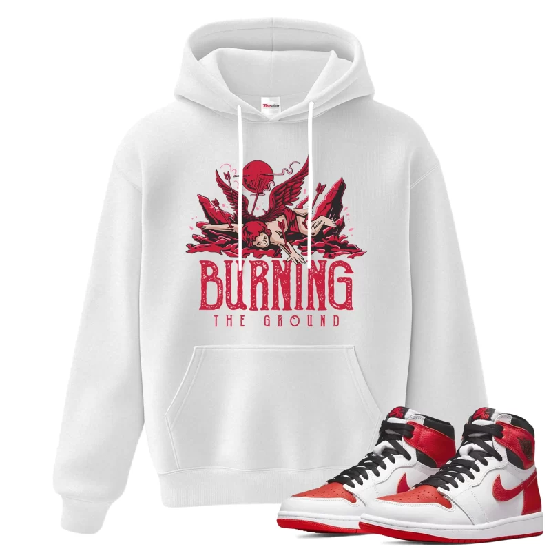 TeeVivo Hoodie Match Air Jordan 1 Retro High OG Heritage Burning the ground – Air Jordan 1 Hoodie, AJ1 Hoodie
