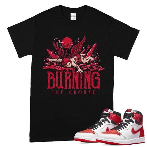 TeeVivo T-Shirt Match Air Jordan 1 Retro High OG Heritage Burning the ground – Air Jordan 1 Shirt, AJ1 Shirt