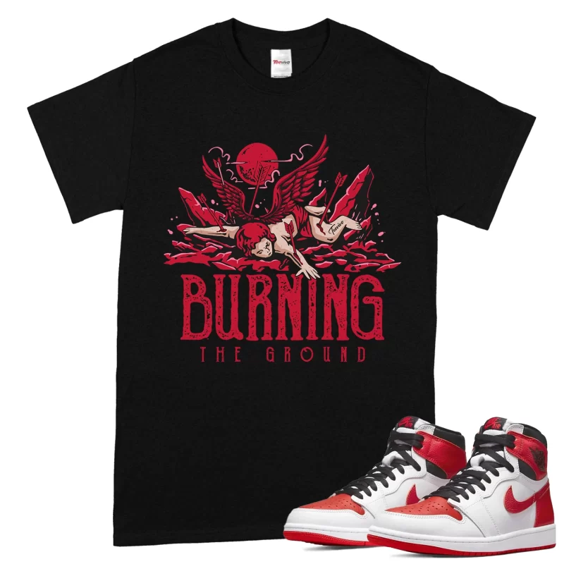 TeeVivo T-Shirt Match Air Jordan 1 Retro High OG Heritage Burning the ground – Air Jordan 1 Shirt, AJ1 Shirt