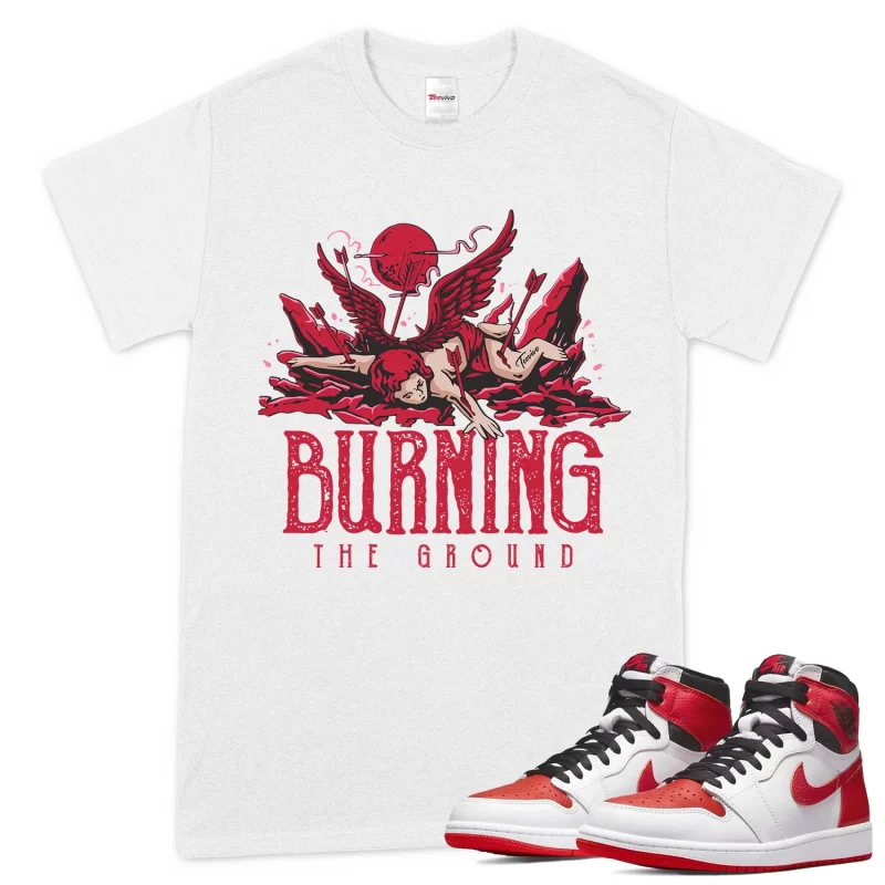 TeeVivo T-Shirt Match Air Jordan 1 Retro High OG Heritage Burning the ground – Air Jordan 1 Shirt, AJ1 Shirt