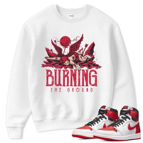 TeeVivo Sweatshirt Match Air Jordan 1 Retro High OG Heritage Burning the ground – Air Jordan 1 Sweatshirt, AJ1 Sweatshirt