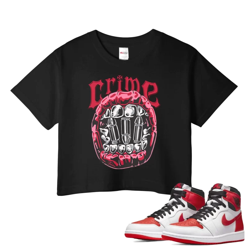 TeeVivo Crop Top Match Air Jordan 1 Retro High OG Heritage Crime – Air Jordan 1 Crop Top, AJ1 Crop Top