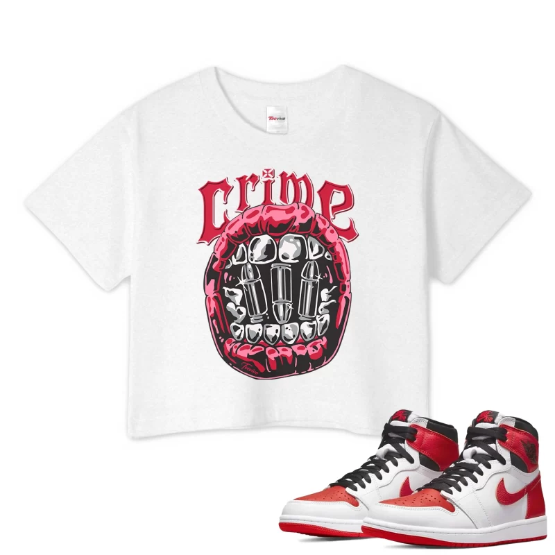 TeeVivo Crop Top Match Air Jordan 1 Retro High OG Heritage Crime – Air Jordan 1 Crop Top, AJ1 Crop Top