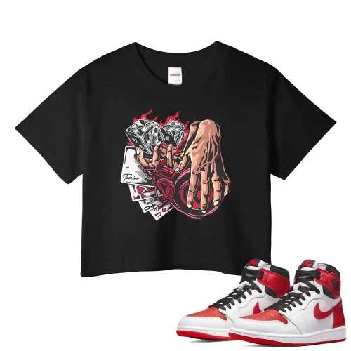 TeeVivo Crop Top Match Air Jordan 1 Retro High OG Heritage Gambling – Air Jordan 1 Crop Top, AJ1 Crop Top