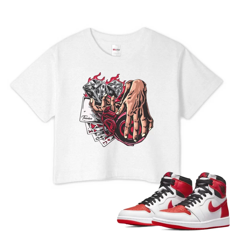 TeeVivo Crop Top Match Air Jordan 1 Retro High OG Heritage Gambling – Air Jordan 1 Crop Top, AJ1 Crop Top