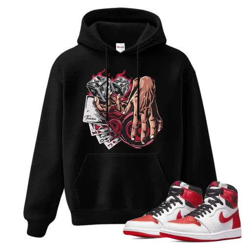 TeeVivo Hoodie Match Air Jordan 1 Retro High OG Heritage Gambling – Air Jordan 1 Hoodie, AJ1 Hoodie