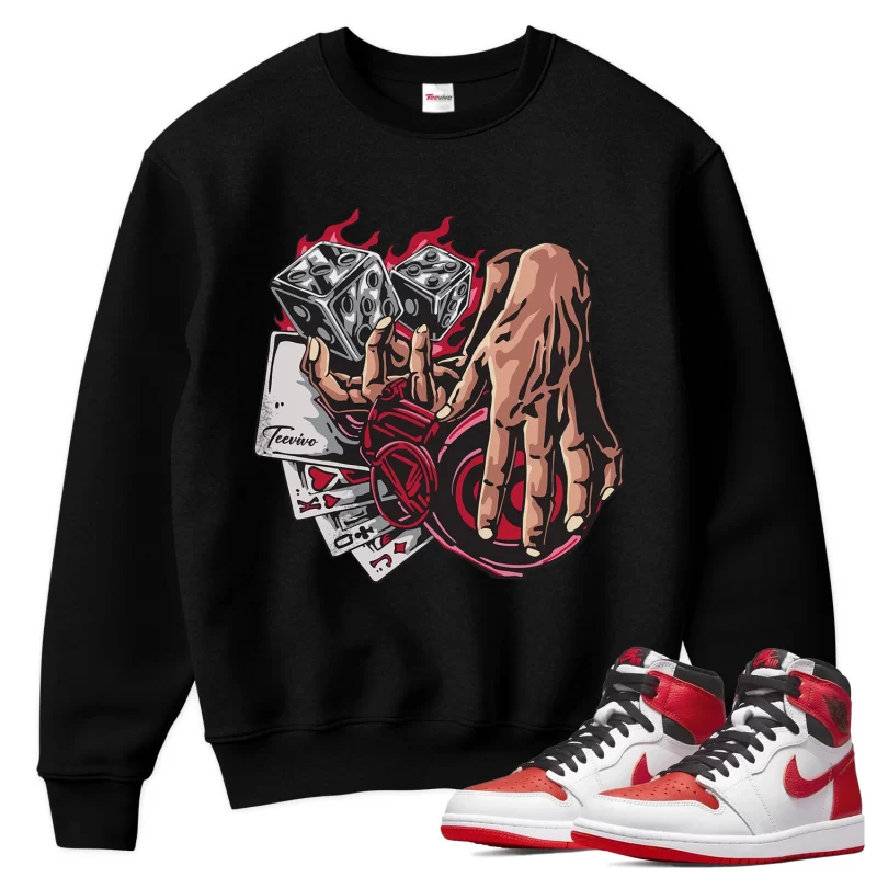 TeeVivo Sweatshirt Match Air Jordan 1 Retro High OG Heritage Gambling – Air Jordan 1 Sweatshirt, AJ1 Sweatshirt