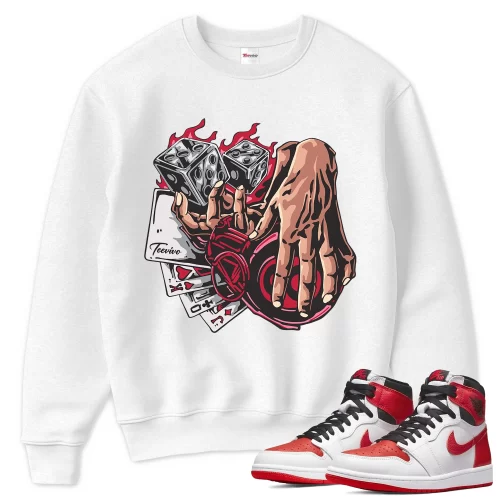 TeeVivo Sweatshirt Match Air Jordan 1 Retro High OG Heritage Gambling – Air Jordan 1 Sweatshirt, AJ1 Sweatshirt