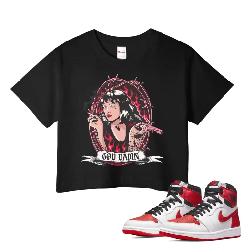 TeeVivo Crop Top Match Air Jordan 1 Retro High OG Heritage God Daaamn – Air Jordan 1 Crop Top, AJ1 Crop Top