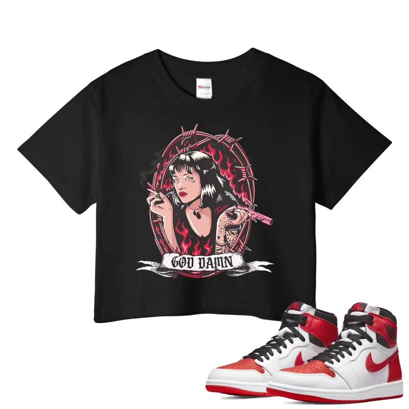 TeeVivo Crop Top Match Air Jordan 1 Retro High OG Heritage God Daaamn – Air Jordan 1 Crop Top, AJ1 Crop Top