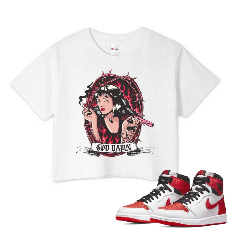 TeeVivo Crop Top Match Air Jordan 1 Retro High OG Heritage God Daaamn – Air Jordan 1 Crop Top, AJ1 Crop Top
