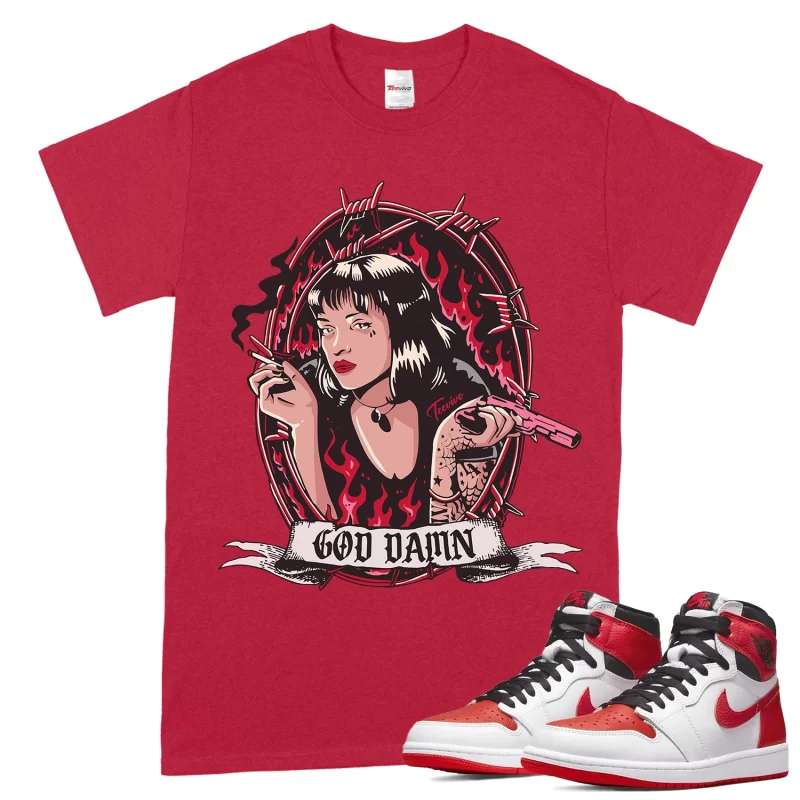 TeeVivo T-Shirt Match Air Jordan 1 Retro High OG Heritage God Daaamn – Air Jordan 1 Shirt, AJ1 Shirt