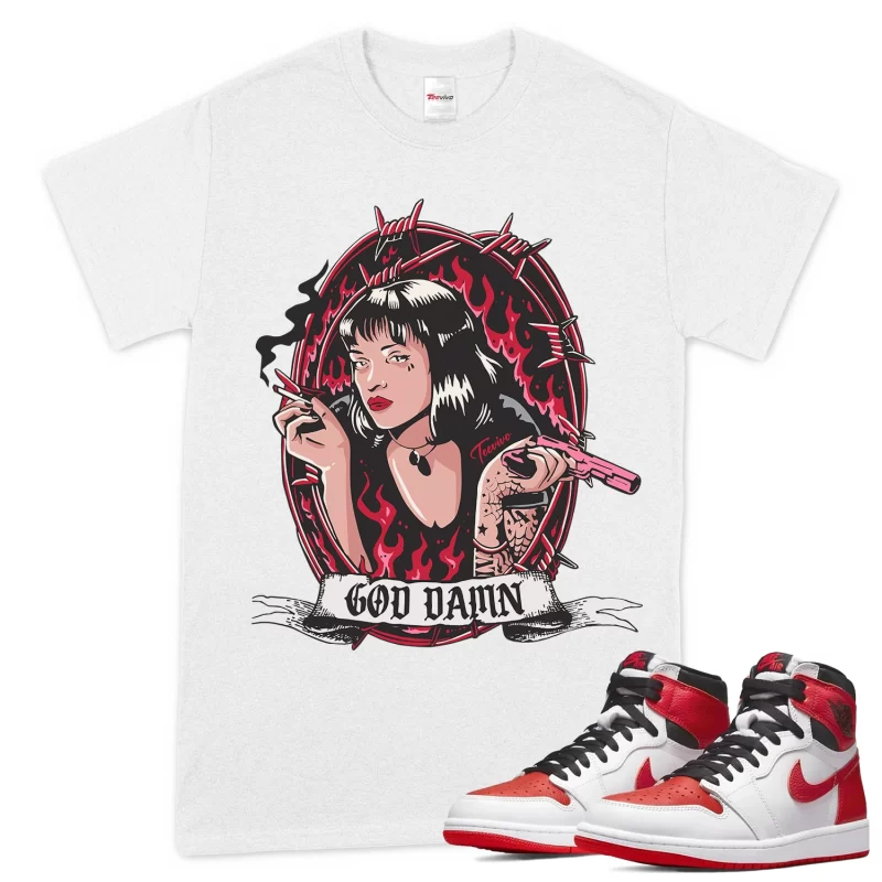 TeeVivo T-Shirt Match Air Jordan 1 Retro High OG Heritage God Daaamn – Air Jordan 1 Shirt, AJ1 Shirt