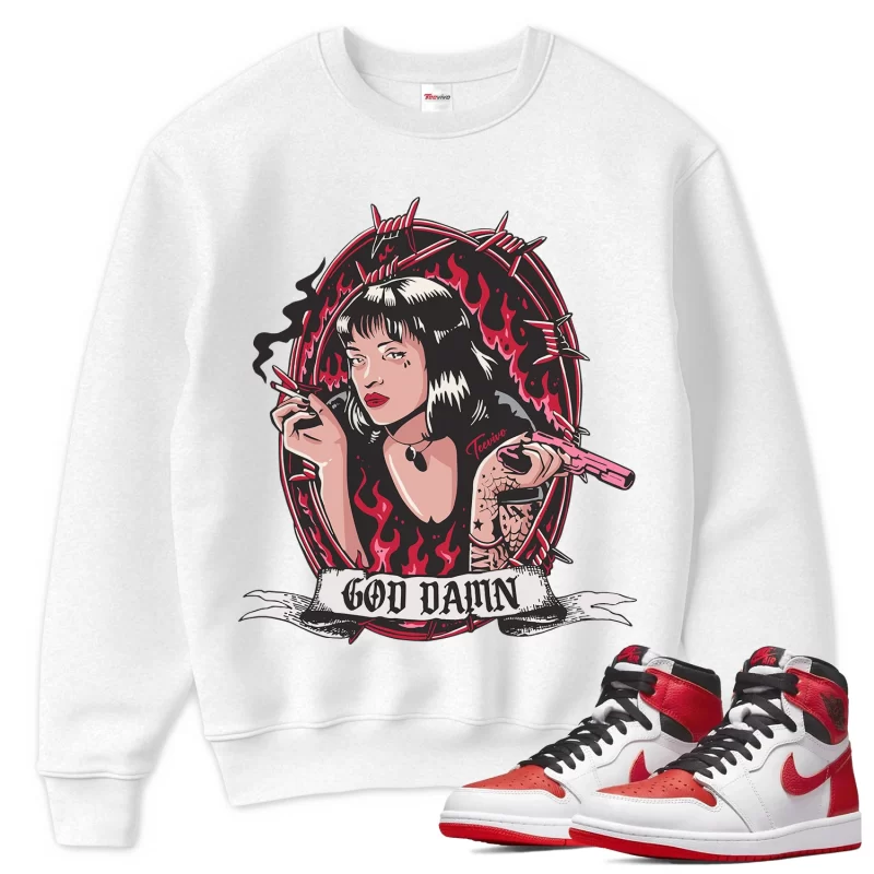 TeeVivo Sweatshirt Match Air Jordan 1 Retro High OG Heritage God Daaamn – Air Jordan 1 Sweatshirt, AJ1 Sweatshirt