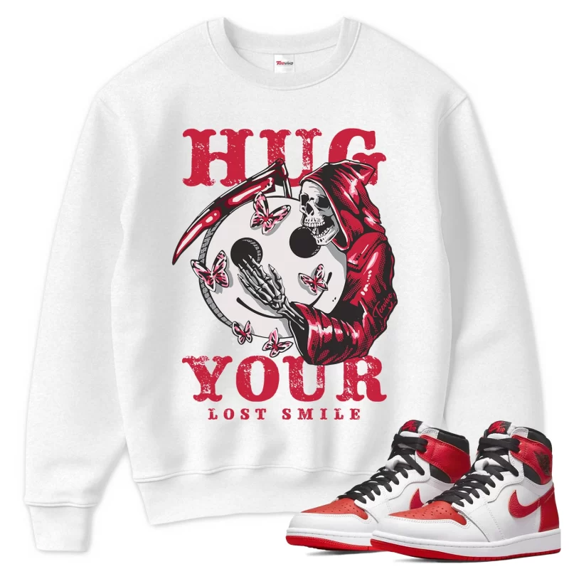 TeeVivo Sweatshirt Match Air Jordan 1 Retro High OG Heritage Hug your lost smile – Air Jordan 1 Sweatshirt, AJ1 Sweatshirt