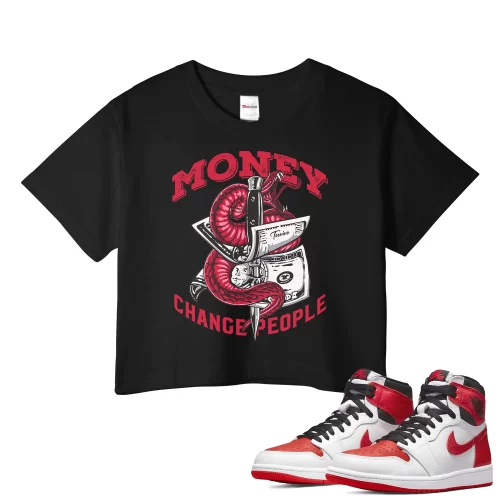 TeeVivo Crop Top Match Air Jordan 1 Retro High OG Heritage Money change people – Air Jordan 1 Crop Top, AJ1 Crop Top