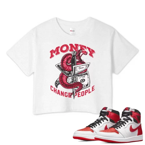 TeeVivo Crop Top Match Air Jordan 1 Retro High OG Heritage Money change people – Air Jordan 1 Crop Top, AJ1 Crop Top