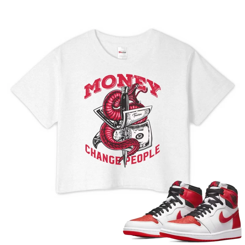 TeeVivo Crop Top Match Air Jordan 1 Retro High OG Heritage Money change people – Air Jordan 1 Crop Top, AJ1 Crop Top