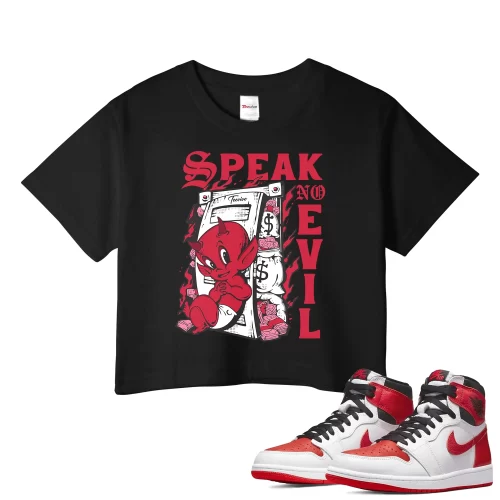 TeeVivo Crop Top Match Air Jordan 1 Retro High OG Heritage Speak no evil – Air Jordan 1 Crop Top, AJ1 Crop Top