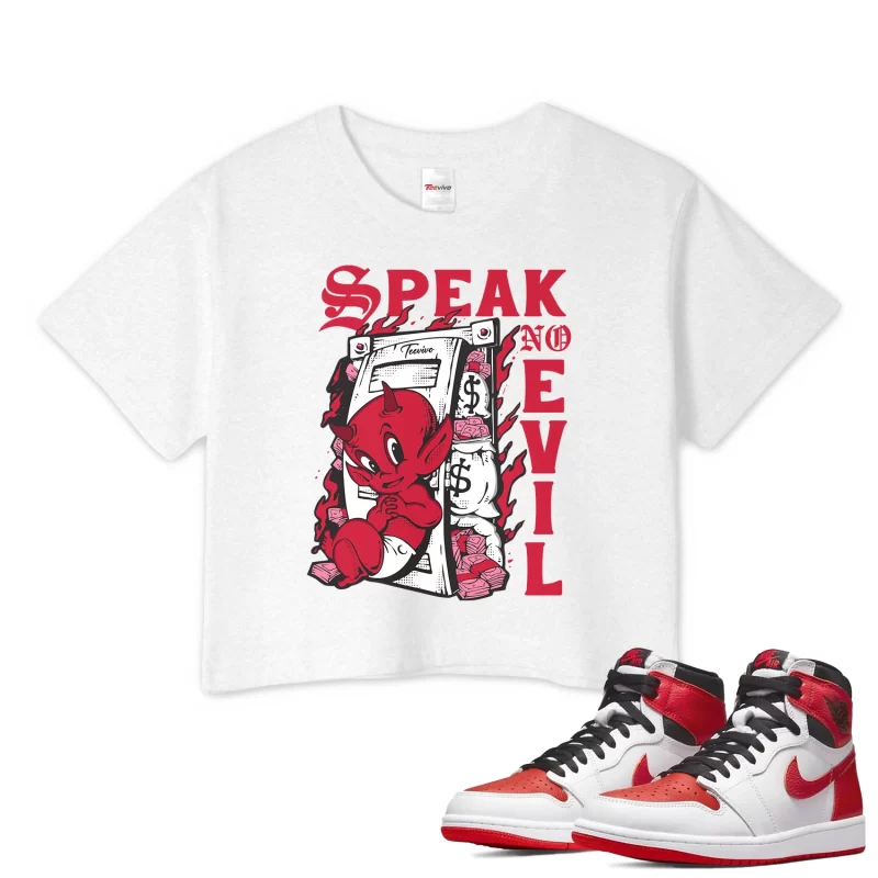 TeeVivo Crop Top Match Air Jordan 1 Retro High OG Heritage Speak no evil – Air Jordan 1 Crop Top, AJ1 Crop Top