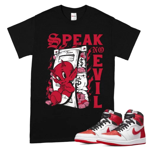 TeeVivo T-Shirt Match Air Jordan 1 Retro High OG Heritage Speak no evil – Air Jordan 1 Shirt, AJ1 Shirt