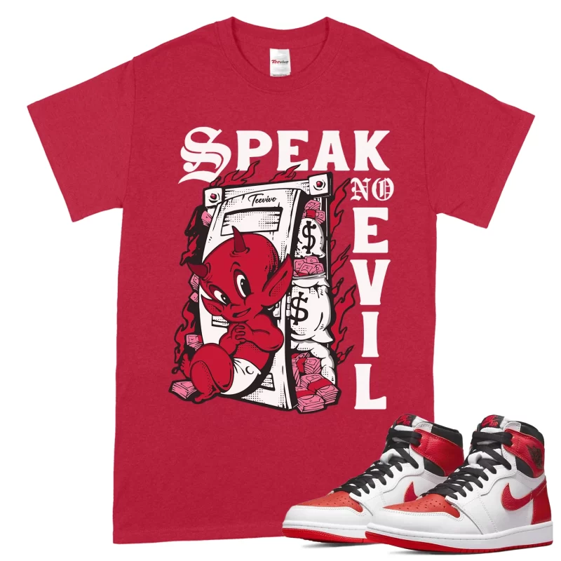 TeeVivo T-Shirt Match Air Jordan 1 Retro High OG Heritage Speak no evil – Air Jordan 1 Shirt, AJ1 Shirt