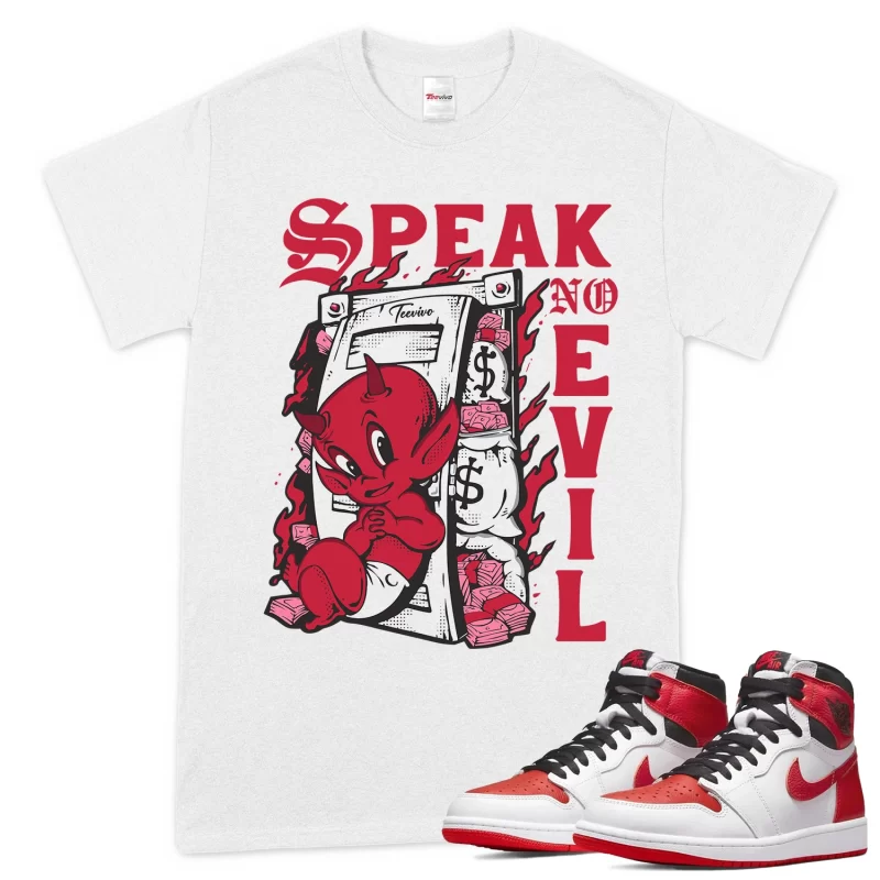 TeeVivo T-Shirt Match Air Jordan 1 Retro High OG Heritage Speak no evil – Air Jordan 1 Shirt, AJ1 Shirt