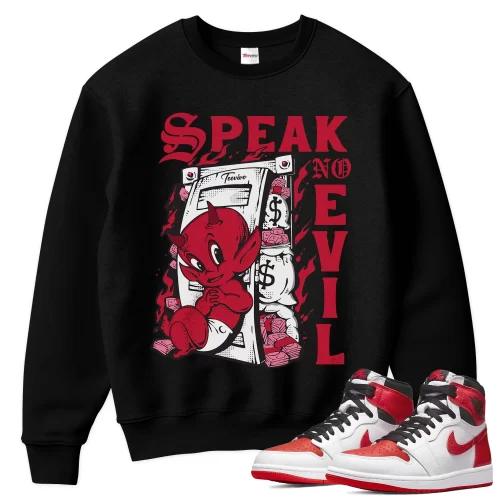 TeeVivo Sweatshirt Match Air Jordan 1 Retro High OG Heritage Speak no evil – Air Jordan 1 Sweatshirt, AJ1 Sweatshirt