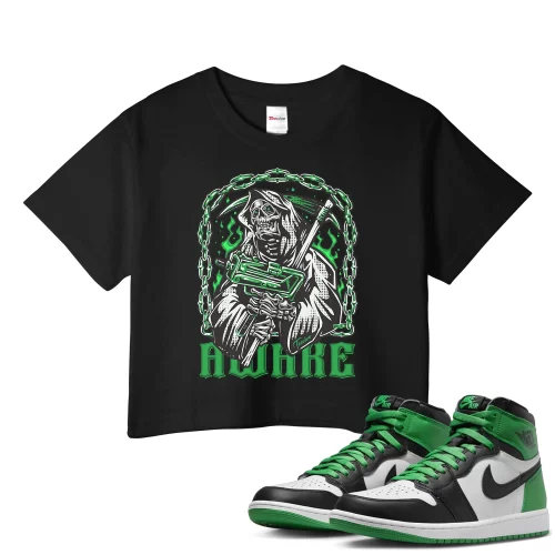 TeeVivo Crop Top Match Air Jordan 1 Retro High OG Lucky Green Awake – Air Jordan 1 Crop Top, AJ1 Crop Top