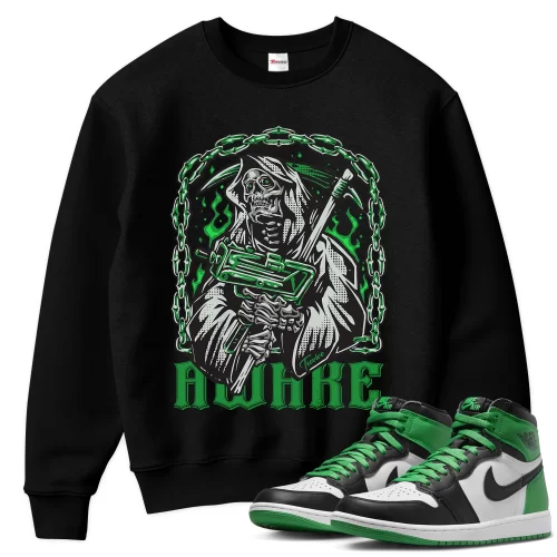 TeeVivo Sweatshirt Match Air Jordan 1 Retro High OG Lucky Green Awake – Air Jordan 1 Sweatshirt, AJ1 Sweatshirt