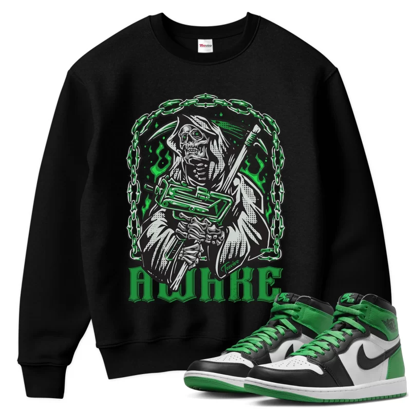 TeeVivo Sweatshirt Match Air Jordan 1 Retro High OG Lucky Green Awake – Air Jordan 1 Sweatshirt, AJ1 Sweatshirt