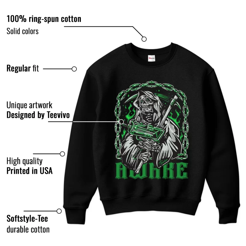 TeeVivo Sweatshirt Match Air Jordan 1 Retro High OG Lucky Green Awake – Air Jordan 1 Sweatshirt, AJ1 Sweatshirt