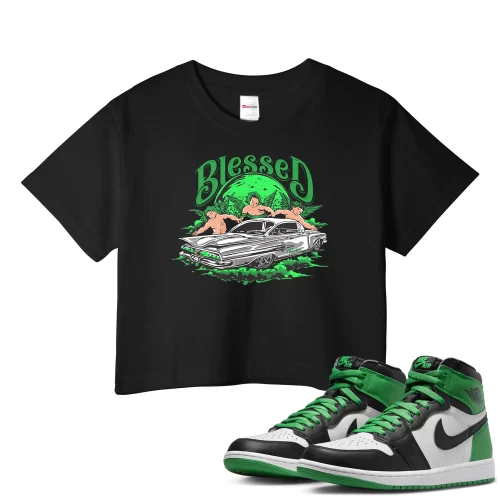TeeVivo Crop Top Match Air Jordan 1 Retro High OG Lucky Green Blessed – Air Jordan 1 Crop Top, AJ1 Crop Top