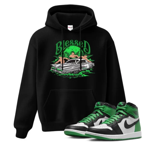 TeeVivo Hoodie Match Air Jordan 1 Retro High OG Lucky Green Blessed – Air Jordan 1 Hoodie, AJ1 Hoodie