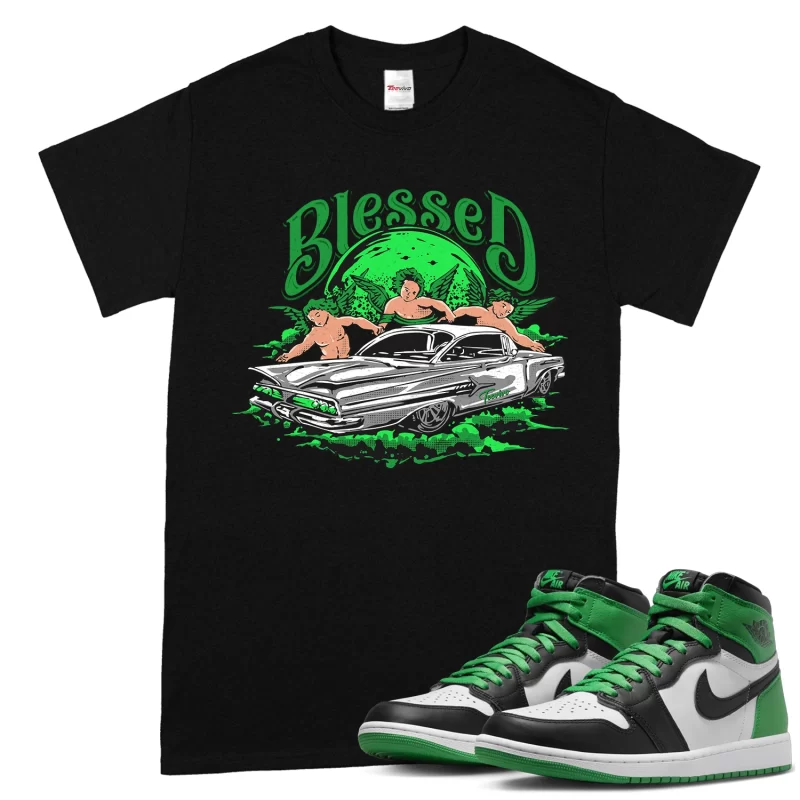 TeeVivo T-Shirt Match Air Jordan 1 Retro High OG Lucky Green Blessed – Air Jordan 1 Shirt, AJ1 Shirt