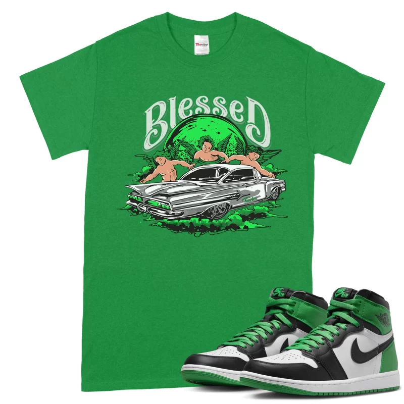 TeeVivo T-Shirt Match Air Jordan 1 Retro High OG Lucky Green Blessed – Air Jordan 1 Shirt, AJ1 Shirt