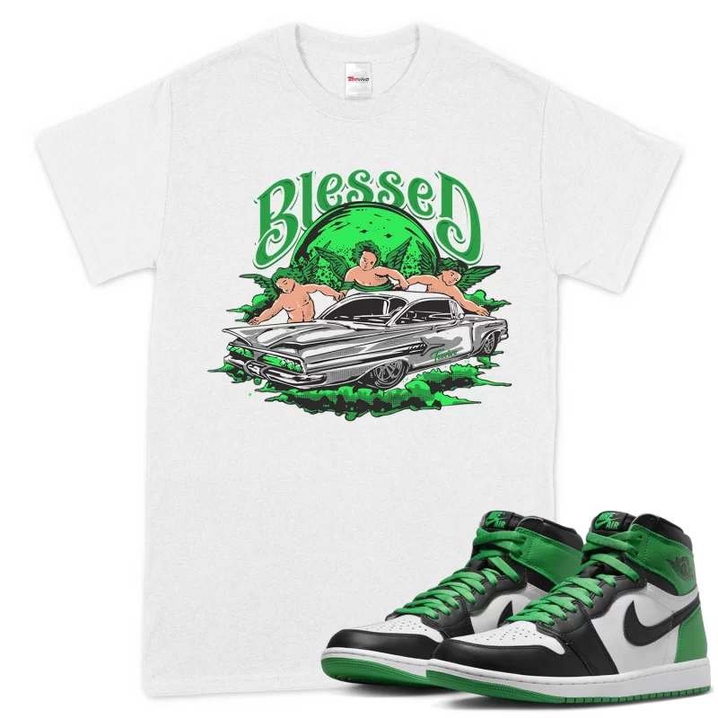 TeeVivo T-Shirt Match Air Jordan 1 Retro High OG Lucky Green Blessed – Air Jordan 1 Shirt, AJ1 Shirt