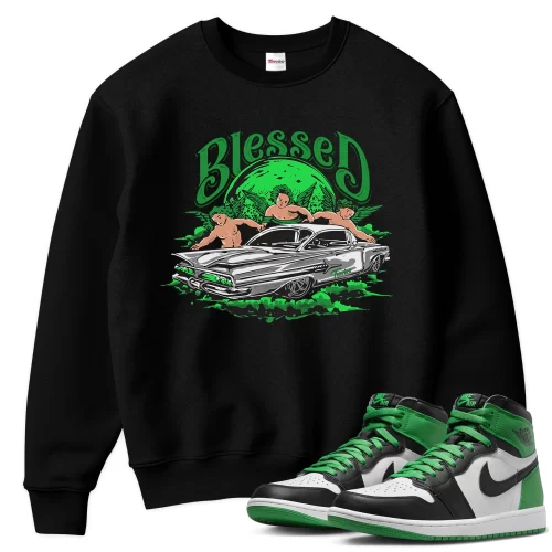 TeeVivo Sweatshirt Match Air Jordan 1 Retro High OG Lucky Green Blessed – Air Jordan 1 Sweatshirt, AJ1 Sweatshirt