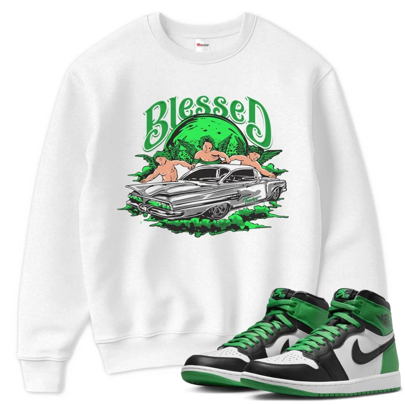 TeeVivo Sweatshirt Match Air Jordan 1 Retro High OG Lucky Green Blessed – Air Jordan 1 Sweatshirt, AJ1 Sweatshirt