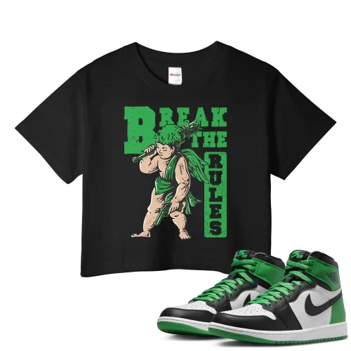 TeeVivo Crop Top Match Air Jordan 1 Retro High OG Lucky Green Break the rules – Air Jordan 1 Crop Top, AJ1 Crop Top