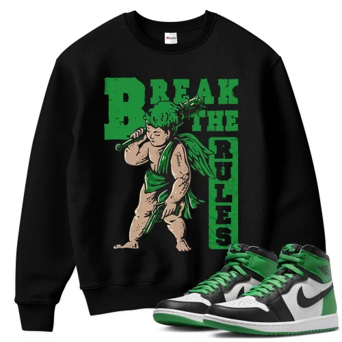 TeeVivo Sweatshirt Match Air Jordan 1 Retro High OG Lucky Green Break the rules – Air Jordan 1 Sweatshirt, AJ1 Sweatshirt