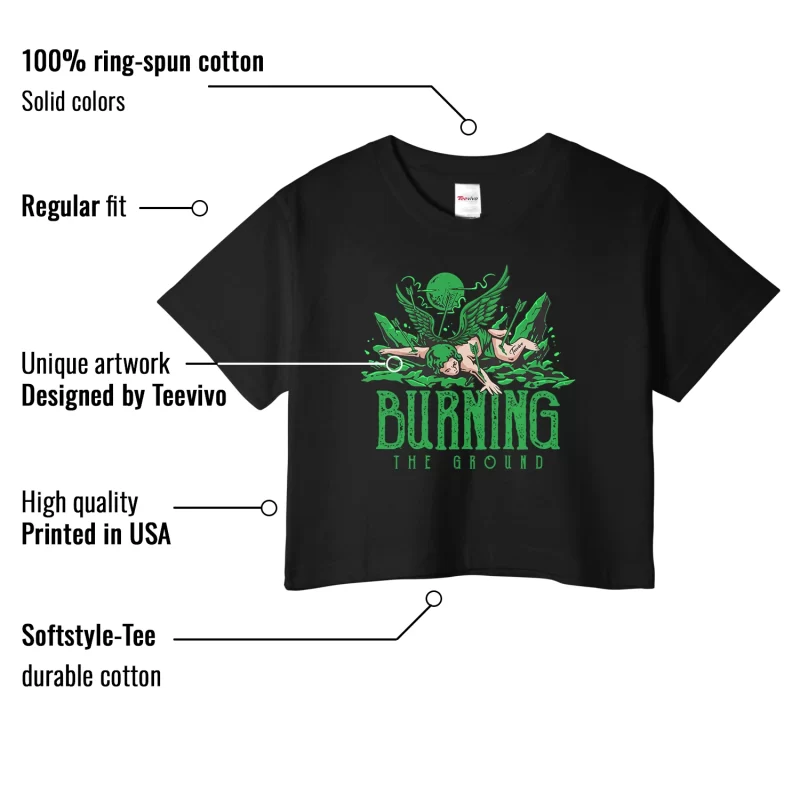 TeeVivo Crop Top Match Air Jordan 1 Retro High OG Lucky Green Burning the ground – Air Jordan 1 Crop Top, AJ1 Crop Top