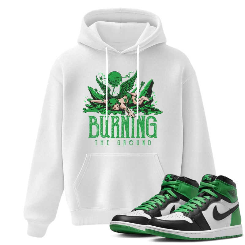 TeeVivo Hoodie Match Air Jordan 1 Retro High OG Lucky Green Burning the ground – Air Jordan 1 Hoodie, AJ1 Hoodie