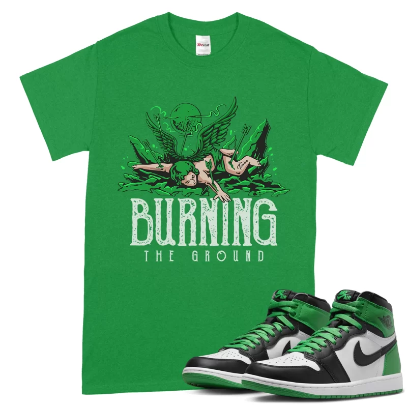 TeeVivo T-Shirt Match Air Jordan 1 Retro High OG Lucky Green Burning the ground – Air Jordan 1 Shirt, AJ1 Shirt