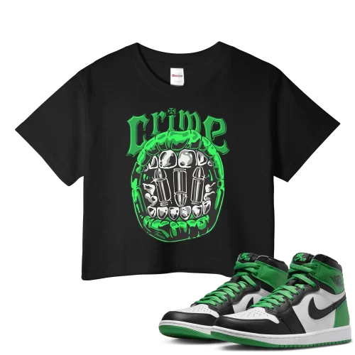 TeeVivo Crop Top Match Air Jordan 1 Retro High OG Lucky Green Crime – Air Jordan 1 Crop Top, AJ1 Crop Top