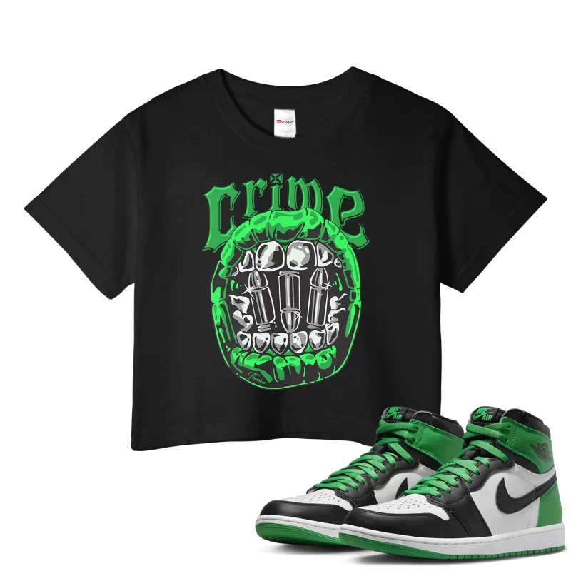 TeeVivo Crop Top Match Air Jordan 1 Retro High OG Lucky Green Crime – Air Jordan 1 Crop Top, AJ1 Crop Top