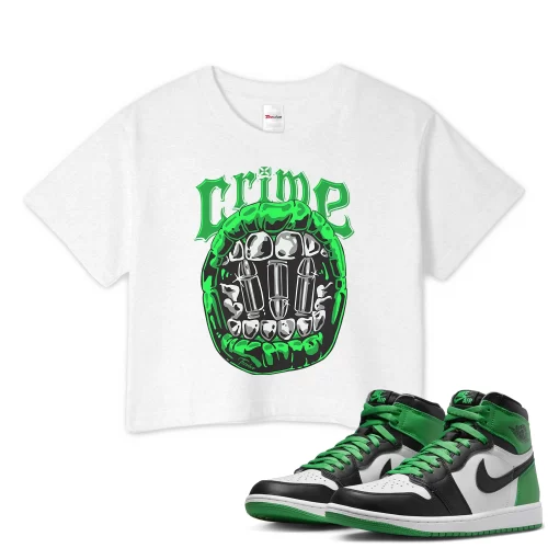 TeeVivo Crop Top Match Air Jordan 1 Retro High OG Lucky Green Crime – Air Jordan 1 Crop Top, AJ1 Crop Top