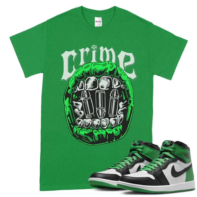 TeeVivo T-Shirt Match Air Jordan 1 Retro High OG Lucky Green Crime – Air Jordan 1 Shirt, AJ1 Shirt