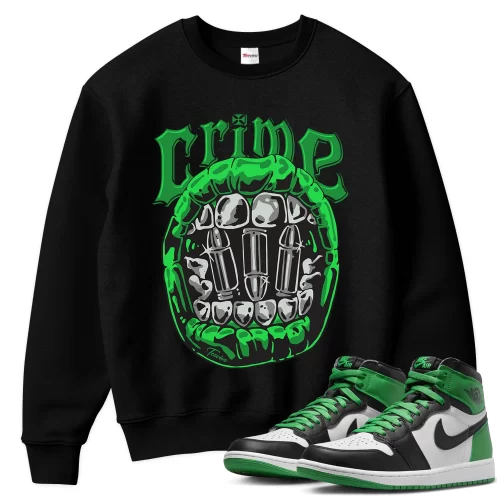 TeeVivo Sweatshirt Match Air Jordan 1 Retro High OG Lucky Green Crime – Air Jordan 1 Sweatshirt, AJ1 Sweatshirt