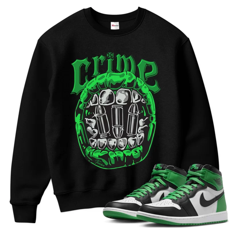TeeVivo Sweatshirt Match Air Jordan 1 Retro High OG Lucky Green Crime – Air Jordan 1 Sweatshirt, AJ1 Sweatshirt